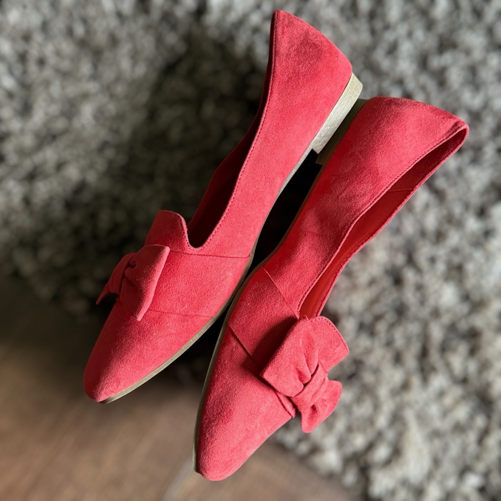 CHRISTIAN SIRIANO Vibrant Red Loafers with Bow Size 13 Women - Picture 3 of 10